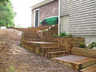 Patio Pavers with Timber Steps
