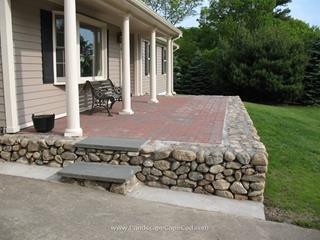 New England Fieldstone Walls with paver patio