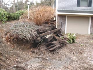 Removal of Old Railroad Tie Retaining Walls & Steps