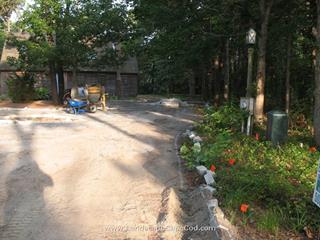 Installation of driveway cobblestone edging and cobble stone apron in Brewster