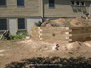 Landscape Timber Retaining Walls in East Harwich