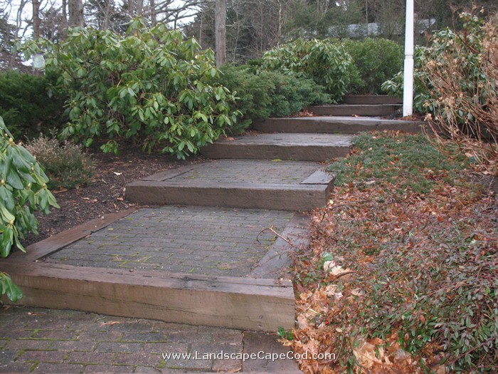 Old Railroad Tie Landscape Timber Steps